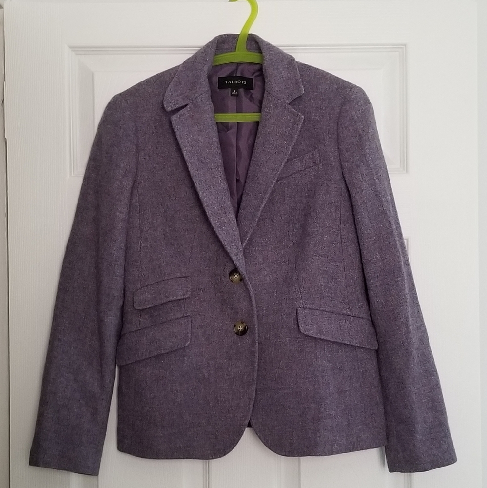 Talbots violet tweed blazer wool blend